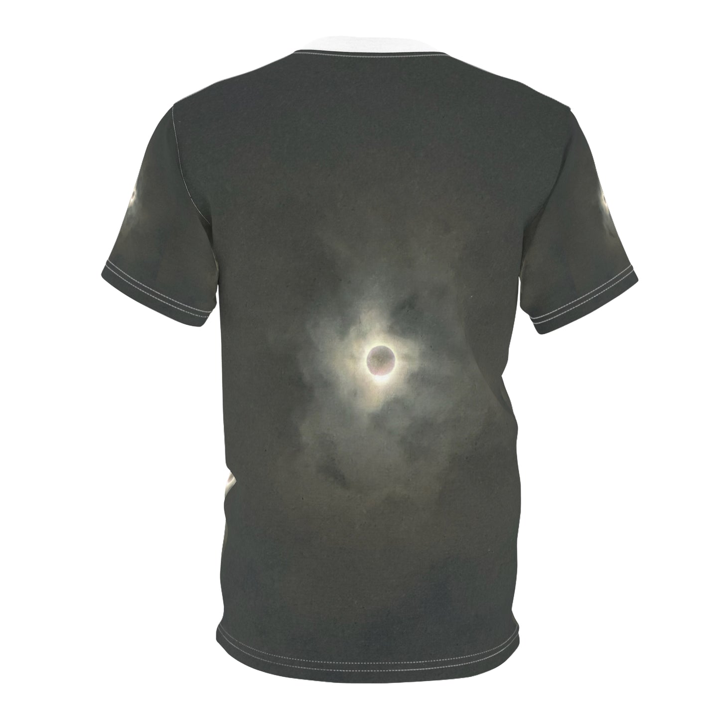 Paradox Eclipse of 4.8.24 Unisex Cut & Sew Tee (AOP) photographed by Maleesa