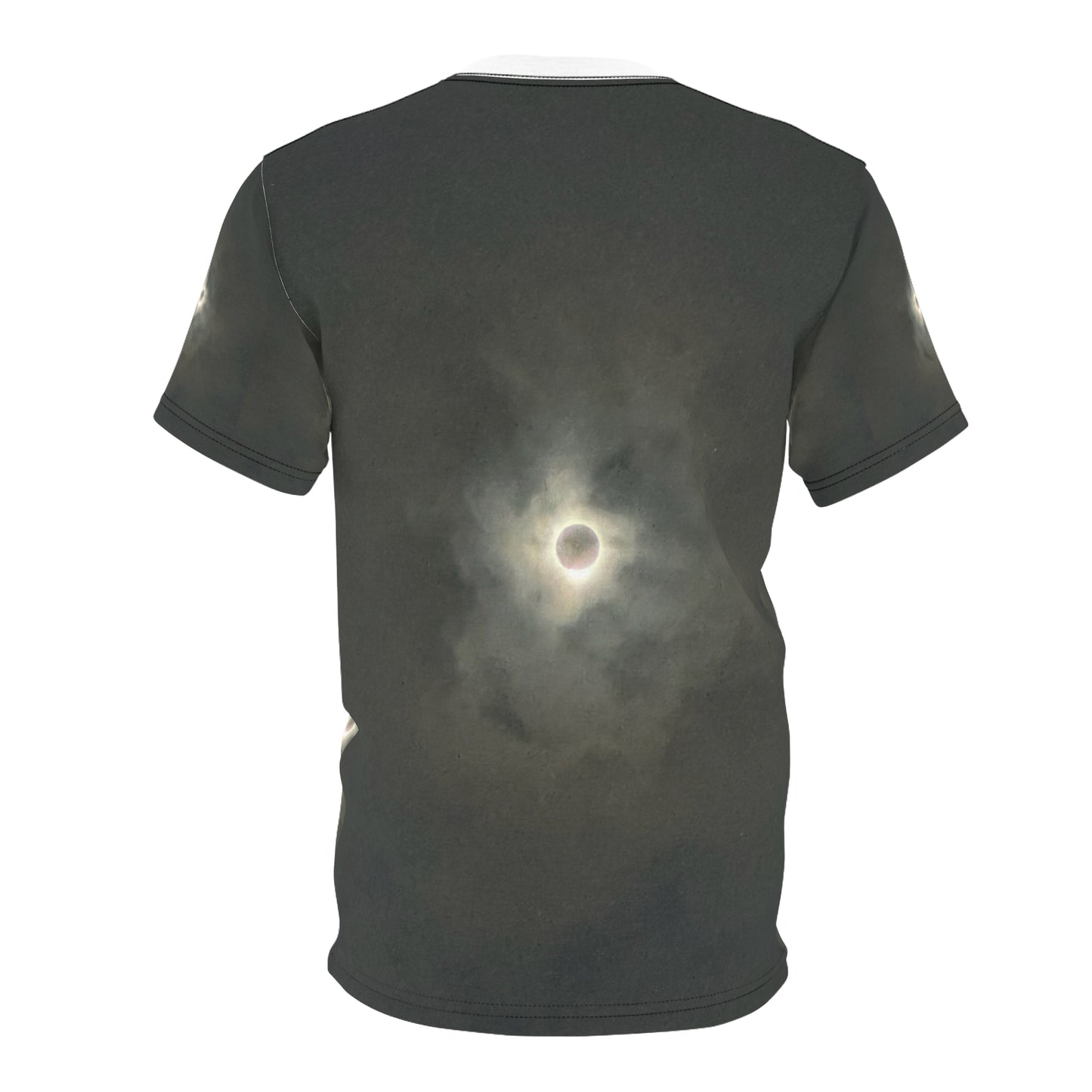 Paradox Eclipse of 4.8.24 Unisex Cut & Sew Tee (AOP) photographed by Maleesa