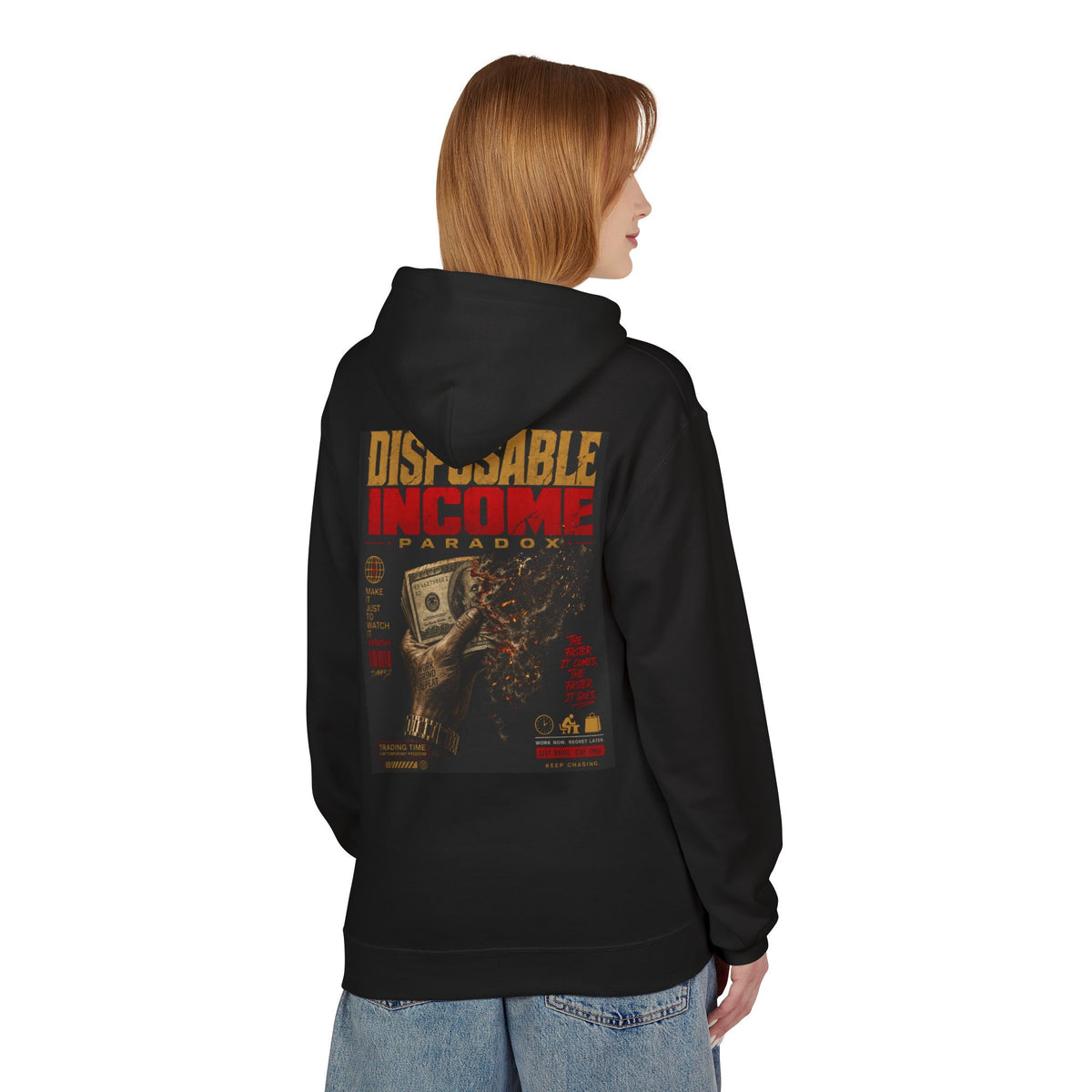 Disposable Income- Black Fleece Hoodie