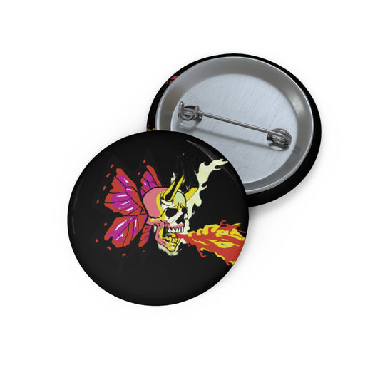 Custom Skull Butterfly Pin Buttons | Edgy Accessories for Goths, Gift for Friends, Party Favor, Jacket Flair, Festival Style