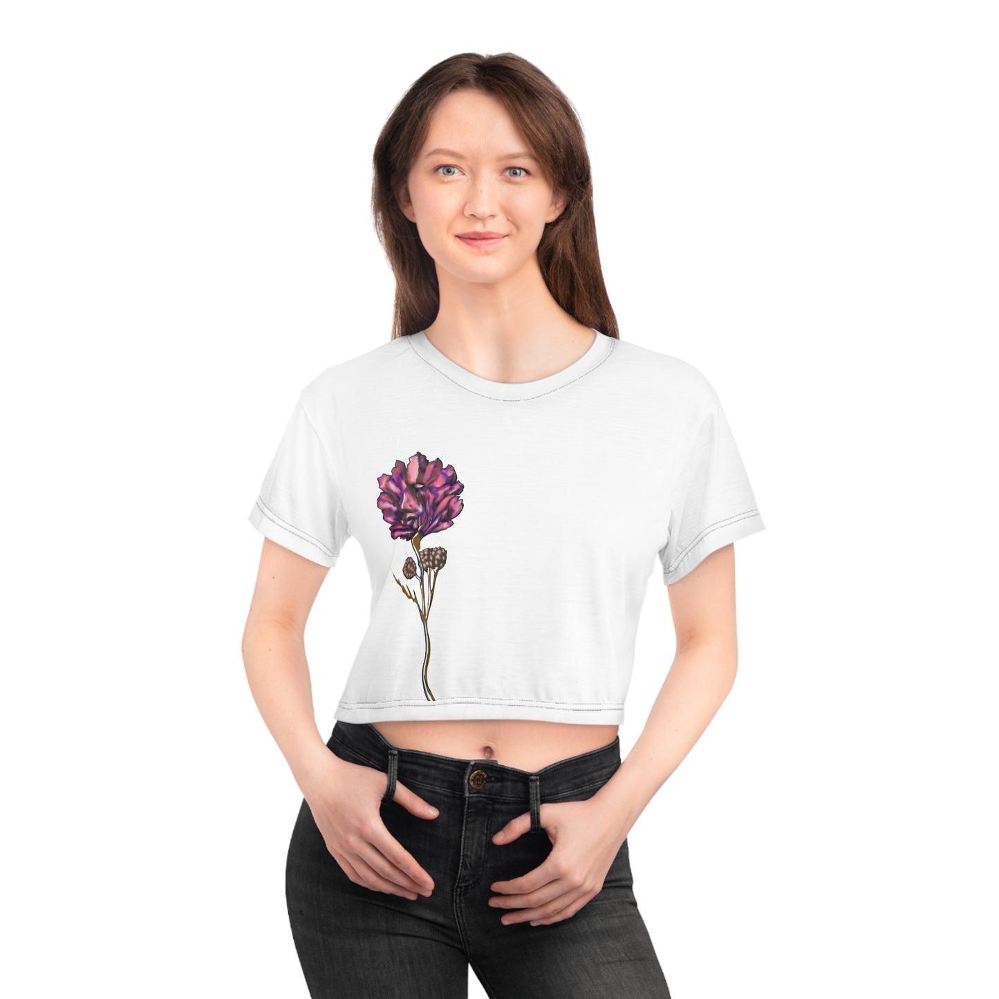 Paradox Crop Tee (AOP) Pink Rose Face