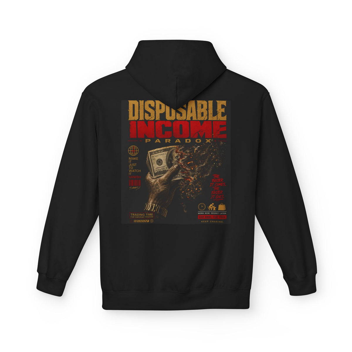 Disposable Income- Black Fleece Hoodie